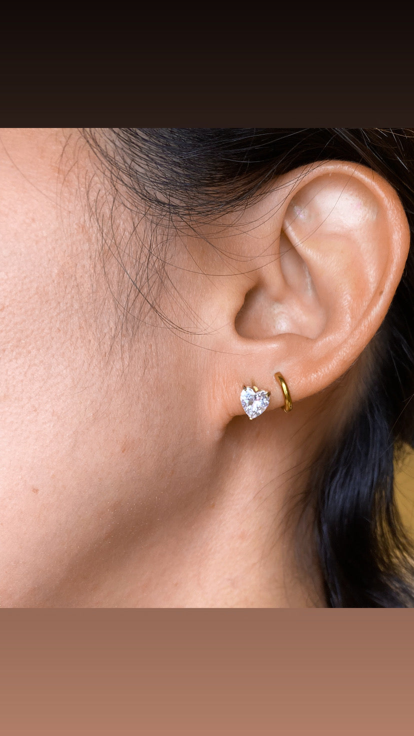 Heart CZ Stud - FLAT BACK