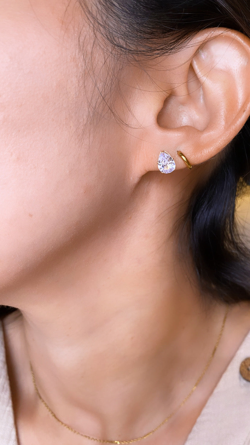 Tear Drop CZ Studs - FLAT BACK