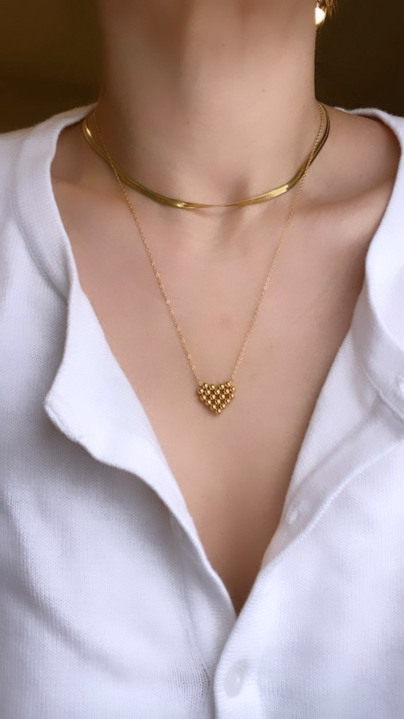 Heart Ball Cluster Necklace