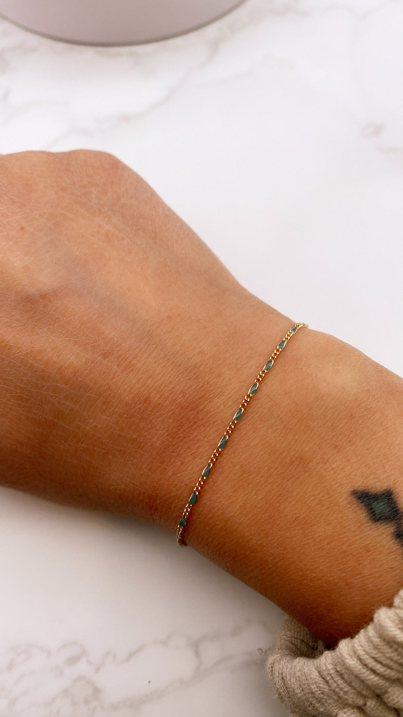 Light Blue Enamel Chain with Fresh Water Pearls