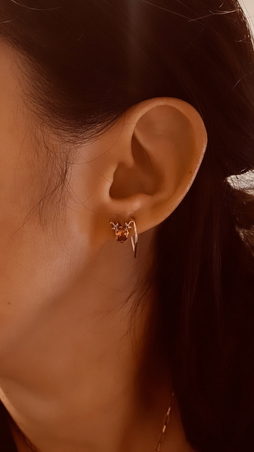 Reindeer CZ Stud - FLAT BACK