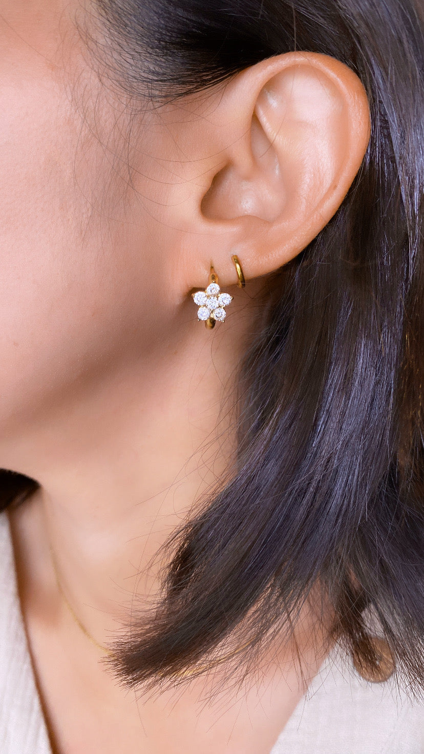 Flower CZ Hoops