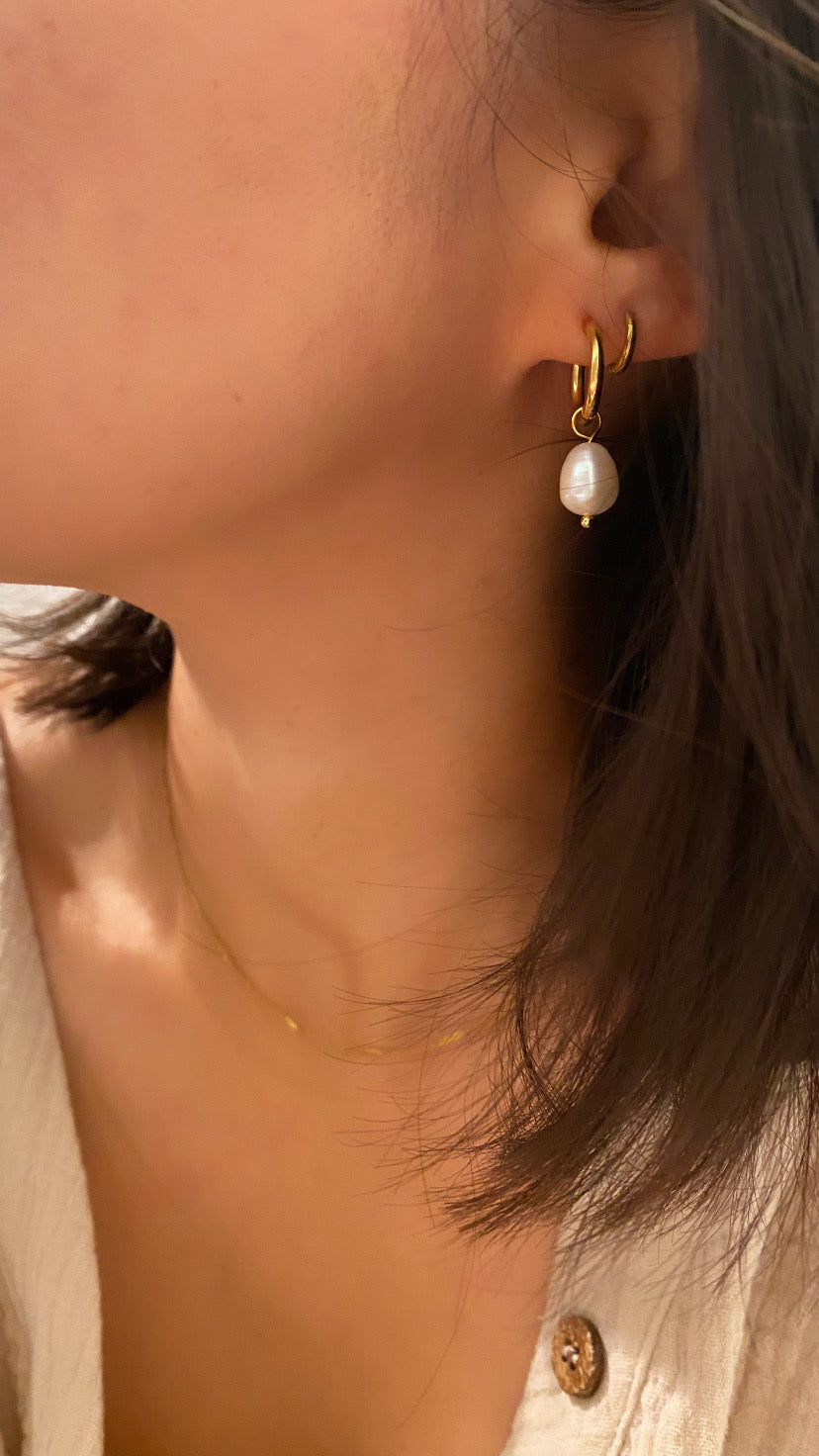 Single Fresh Water Pearl HOOPS