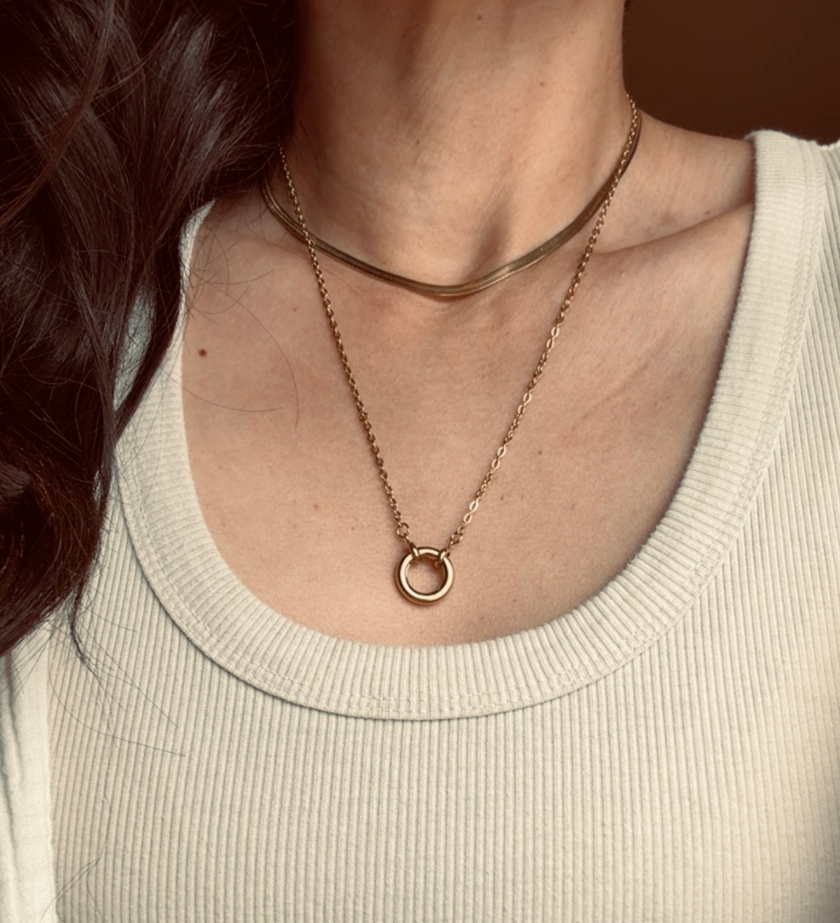 Cable Chain Charm Holder Necklace - 18K