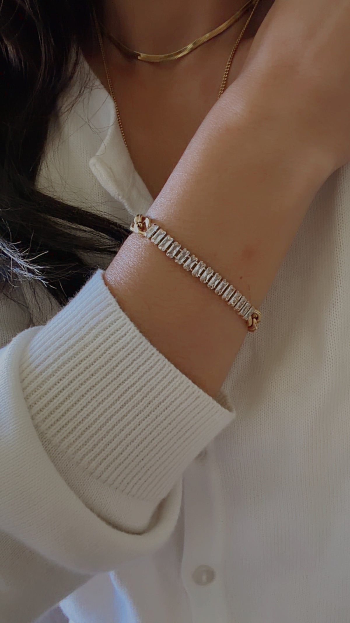 Thick Curb White Baguette CZ Bracelet