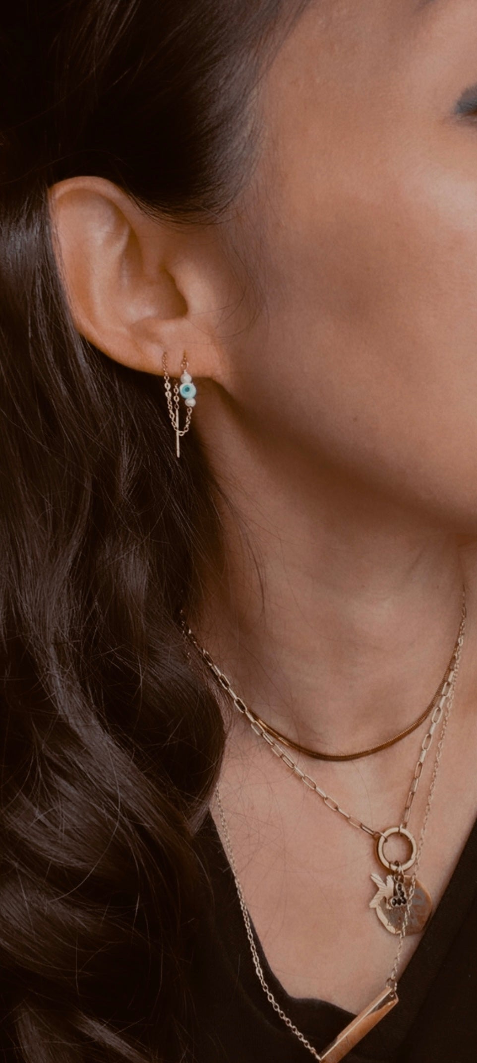 Evil Eye Pearl Threaders - 18K