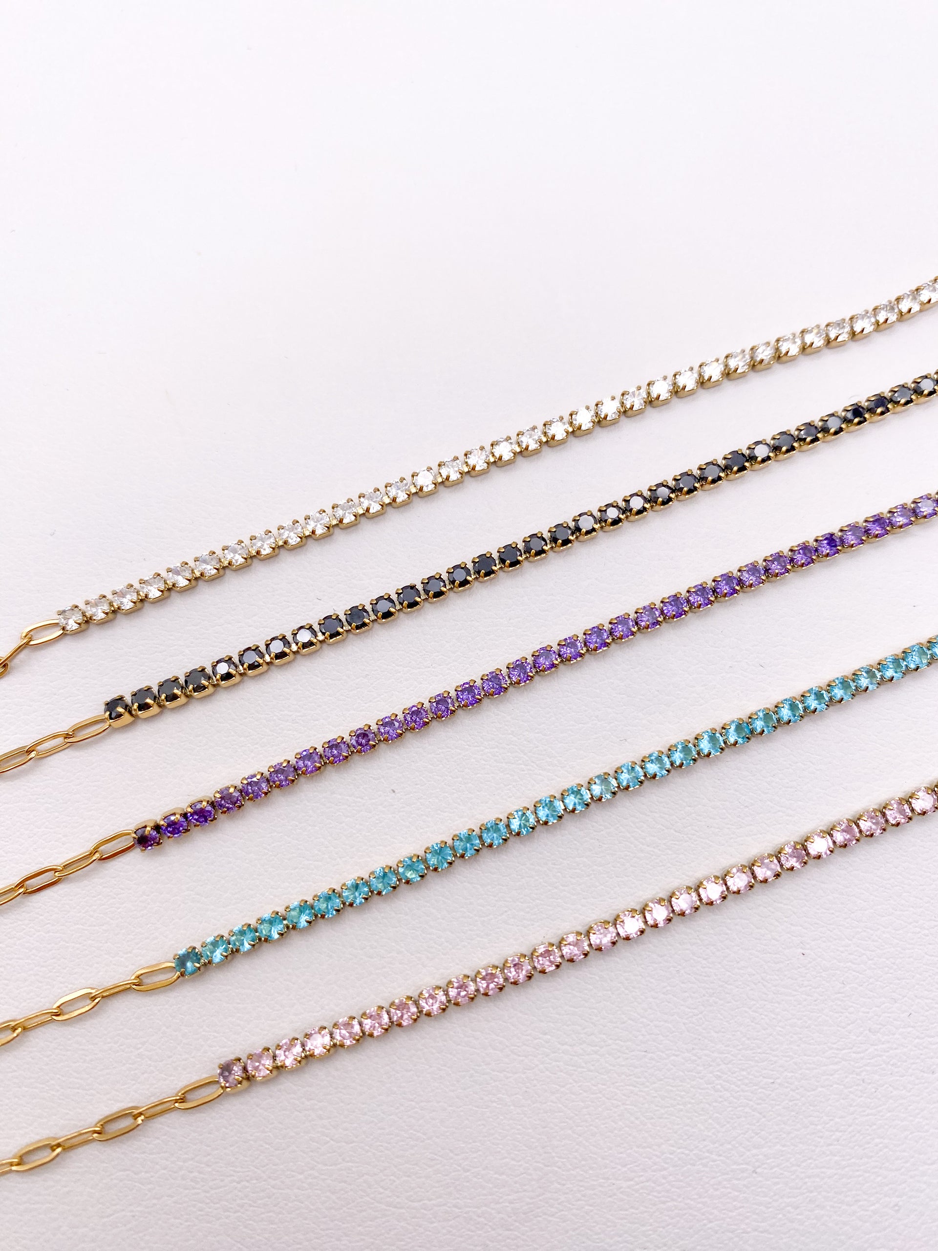 Half Tennis Bracelet + Half Paperclip Bracelet