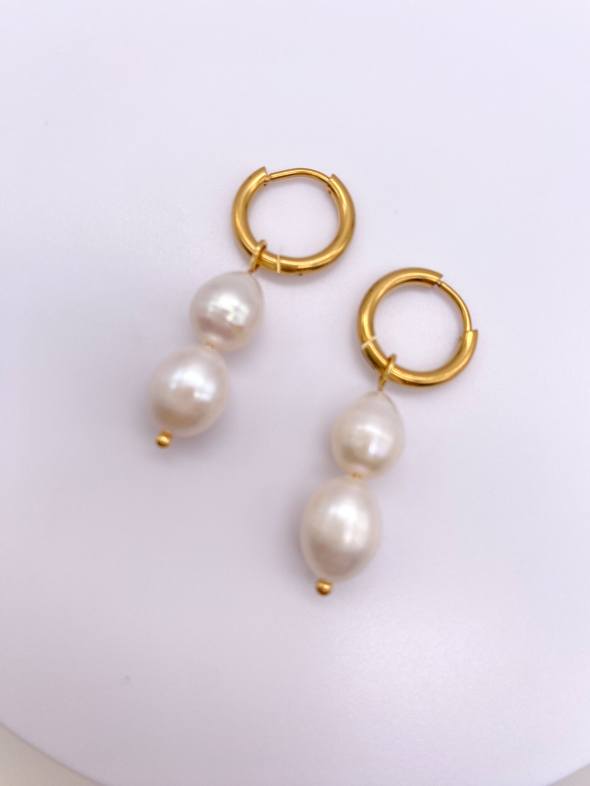 Double Fresh Water Pearl HOOPS