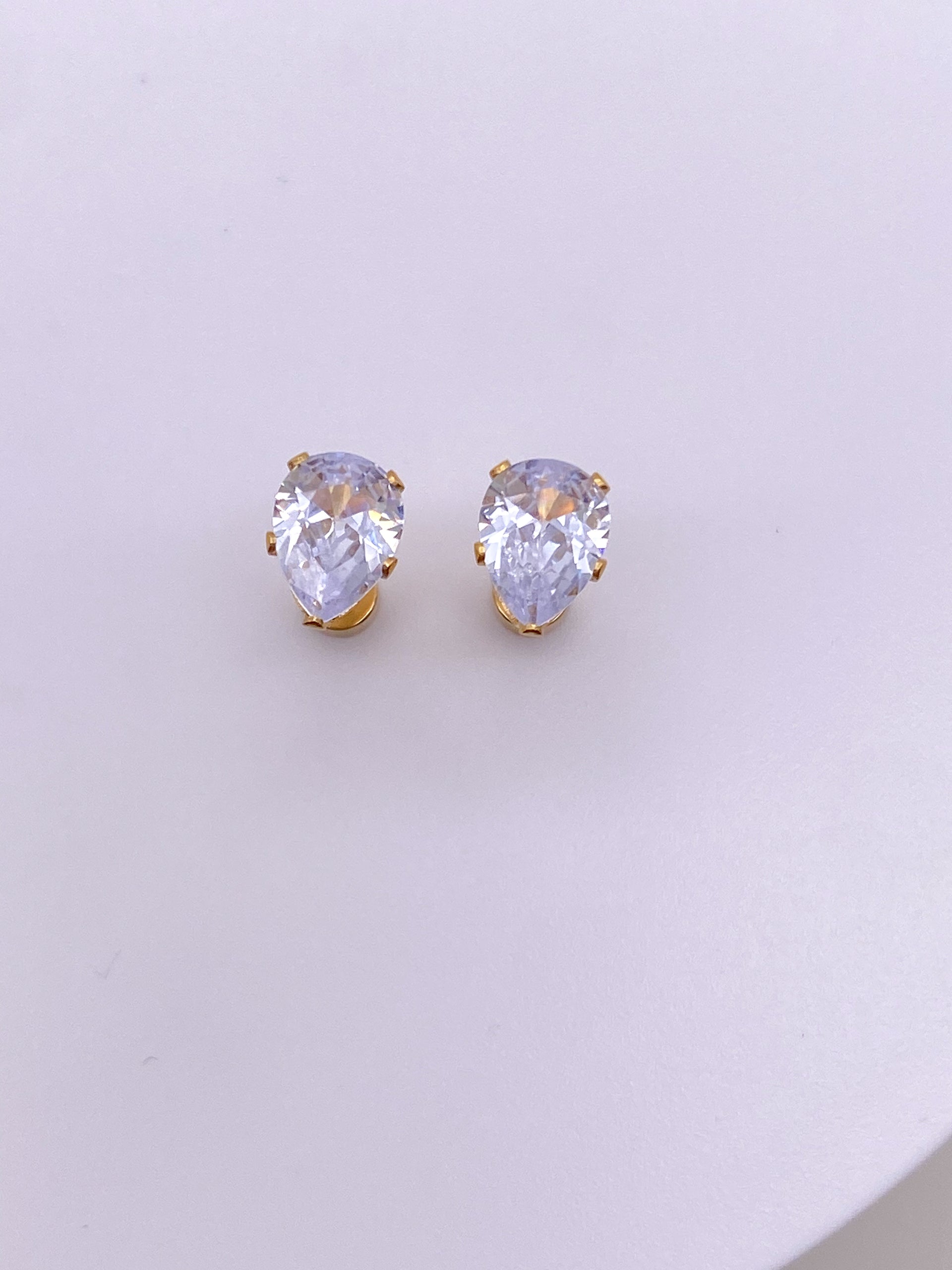 Tear Drop CZ Studs - FLAT BACK
