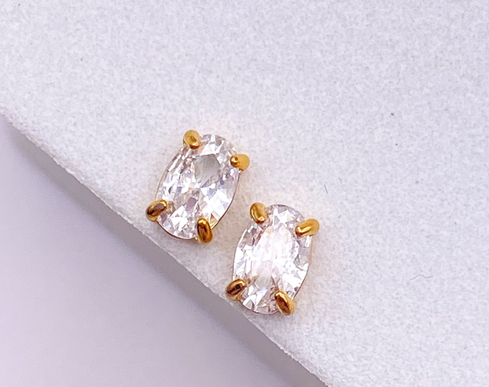 Oval CZ Stud - FLAT BACK