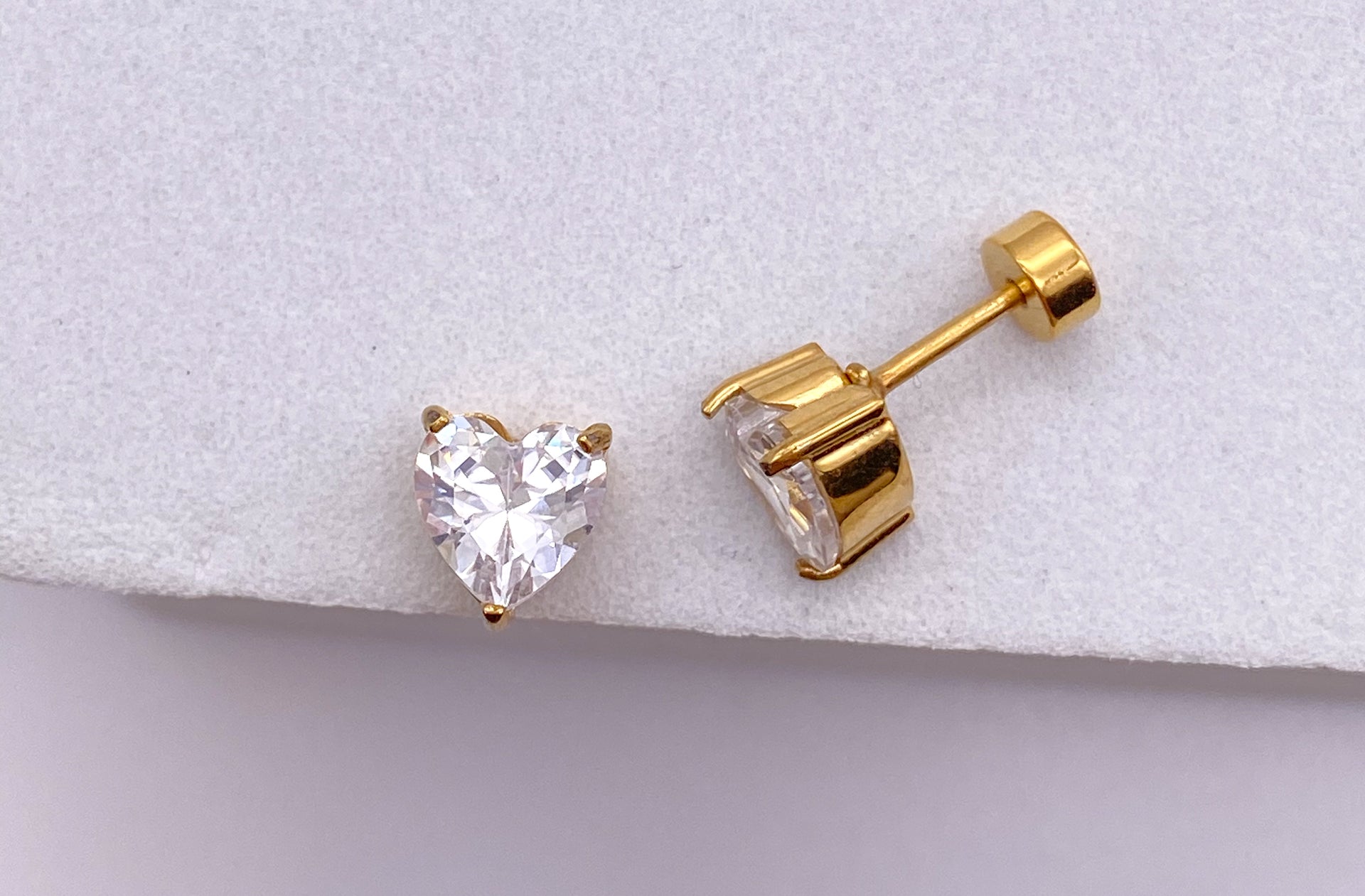Heart CZ Stud - FLAT BACK