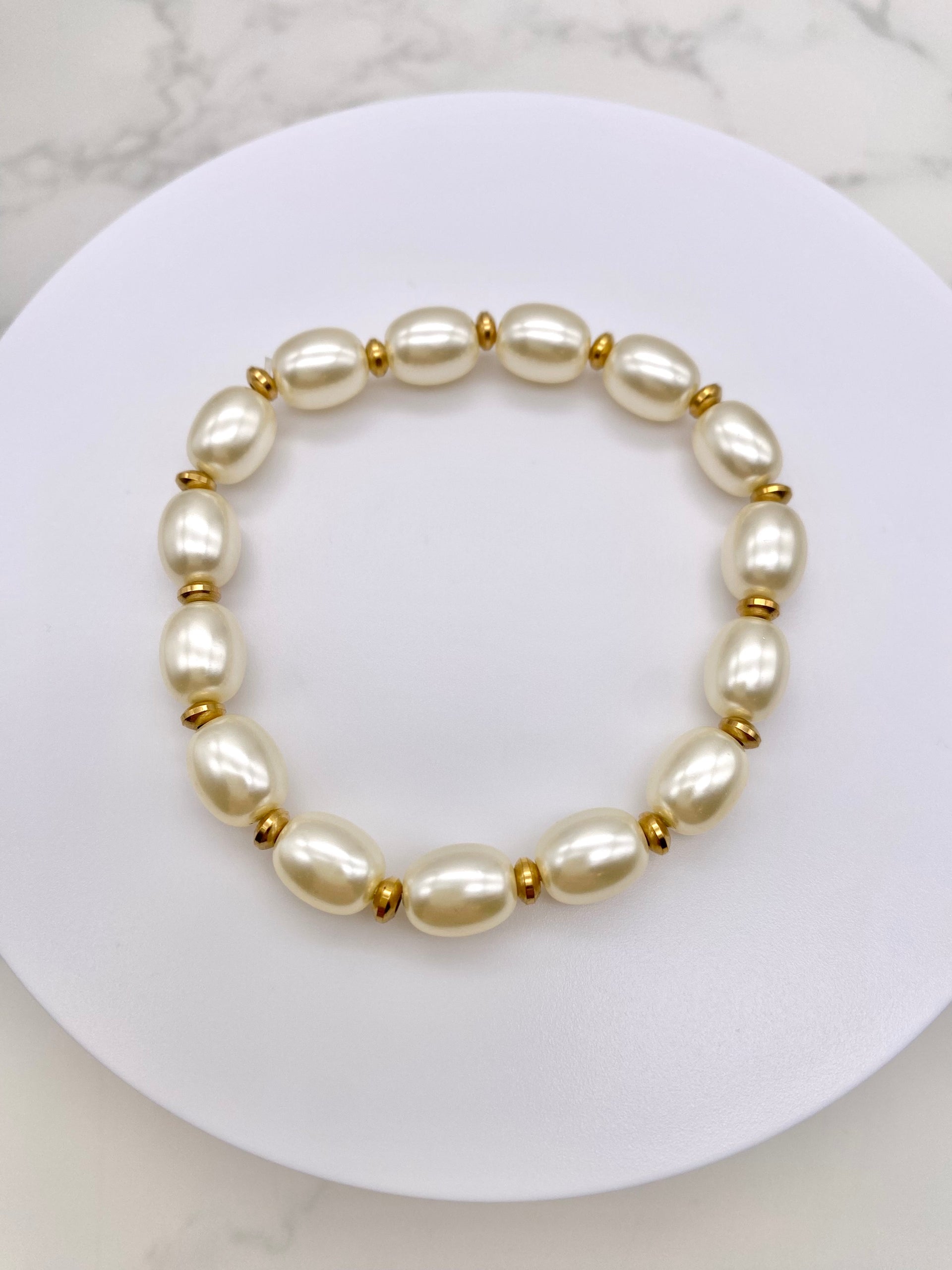 Glass Pearl Stretchy Bracelet