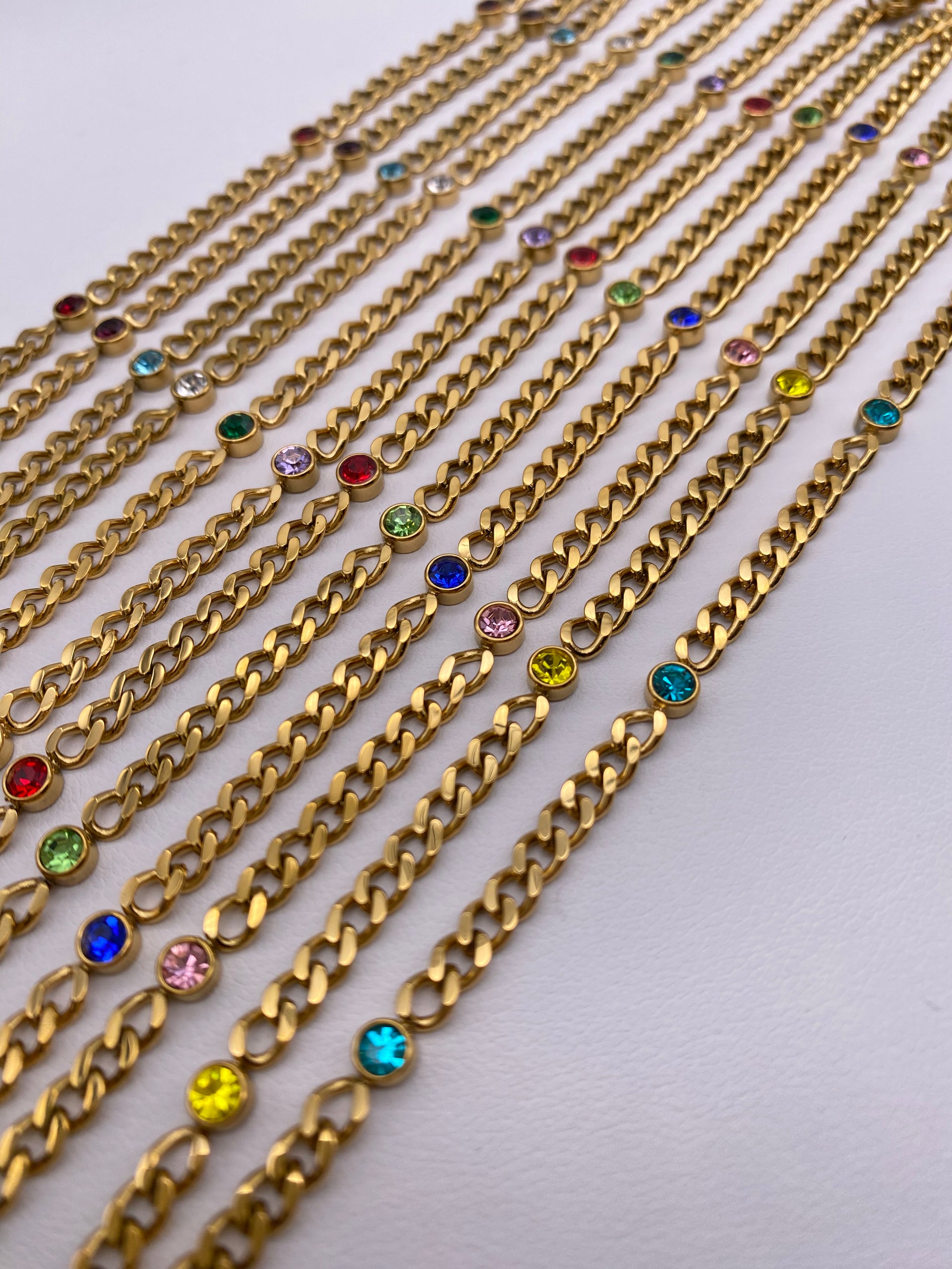 Birthstone Bracelet Curb Chain 18K