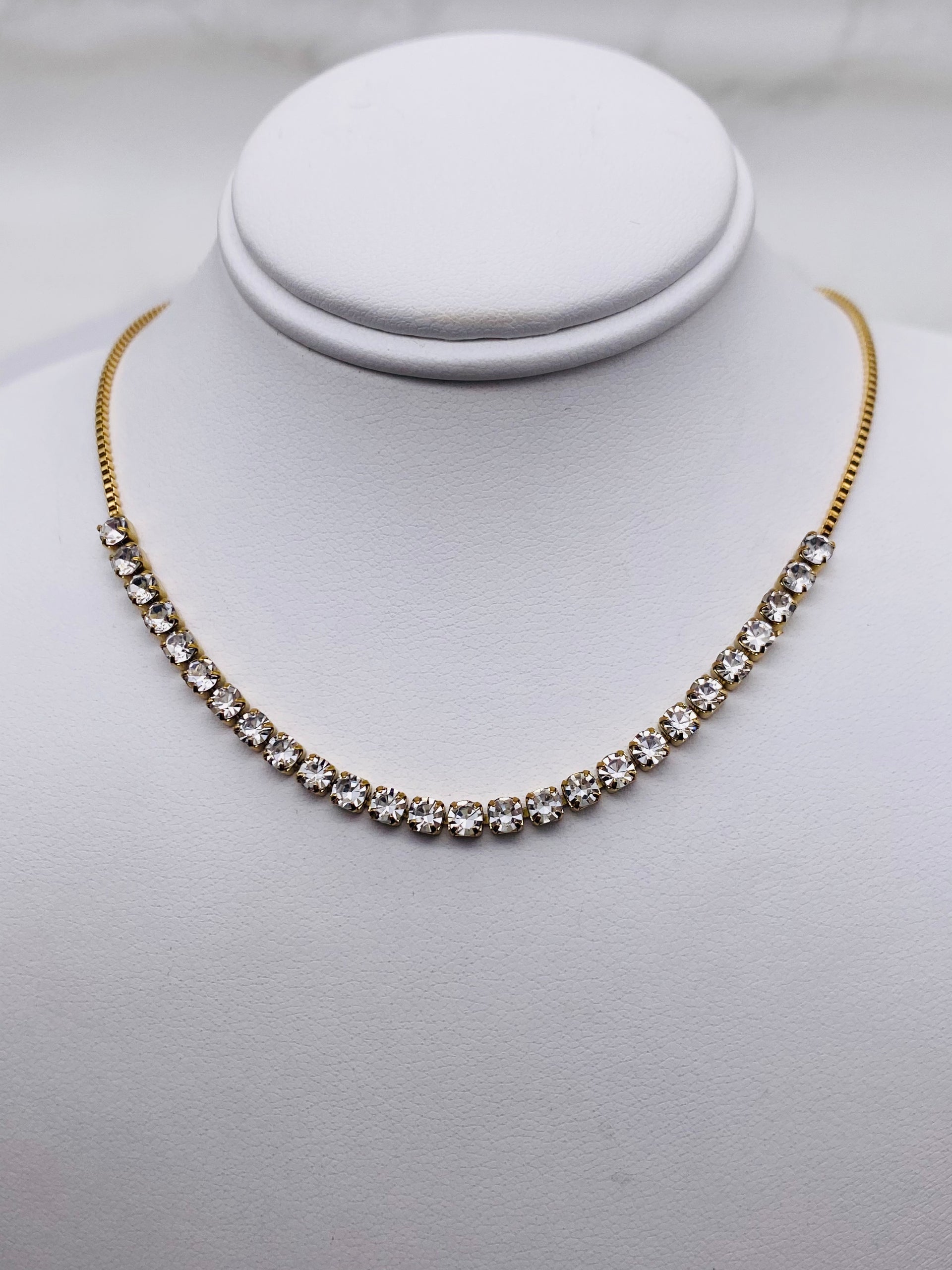 Half Tennis Necklace ADJUSTABLE up to 28 inches