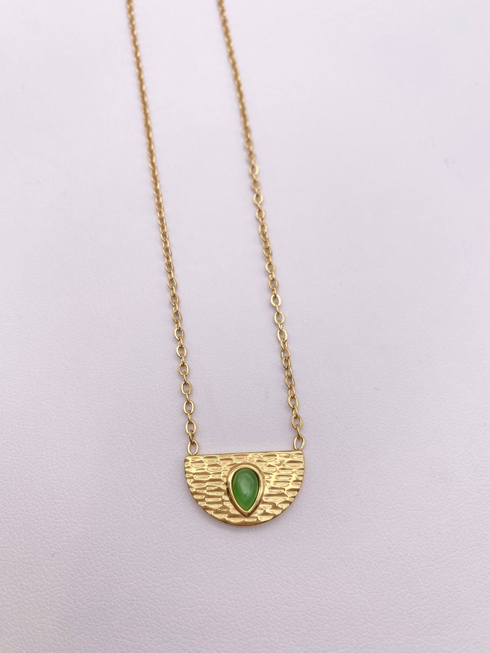 Half Moon Green Stone Necklace