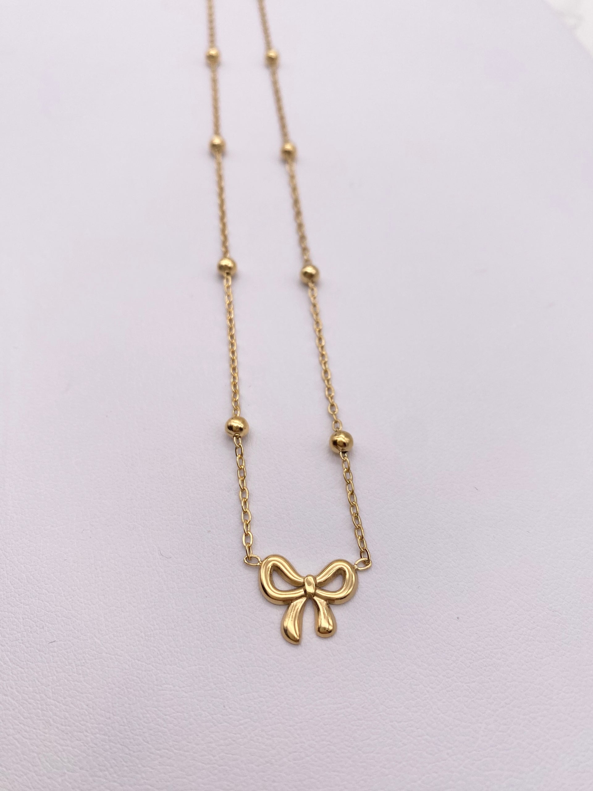 Bow/Ribbon Satellite Chain Necklace