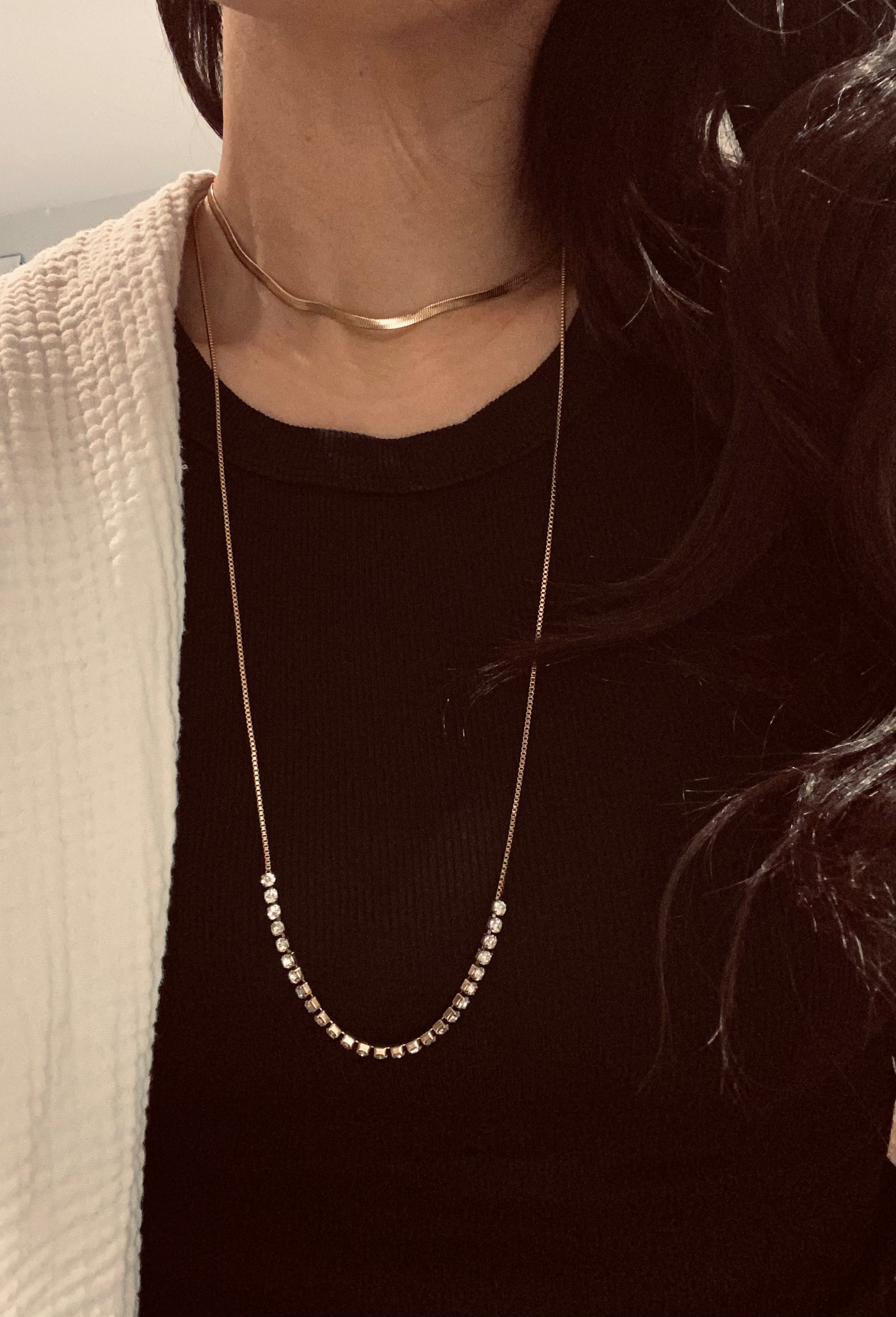 Half Tennis Necklace ADJUSTABLE up to 28 inches