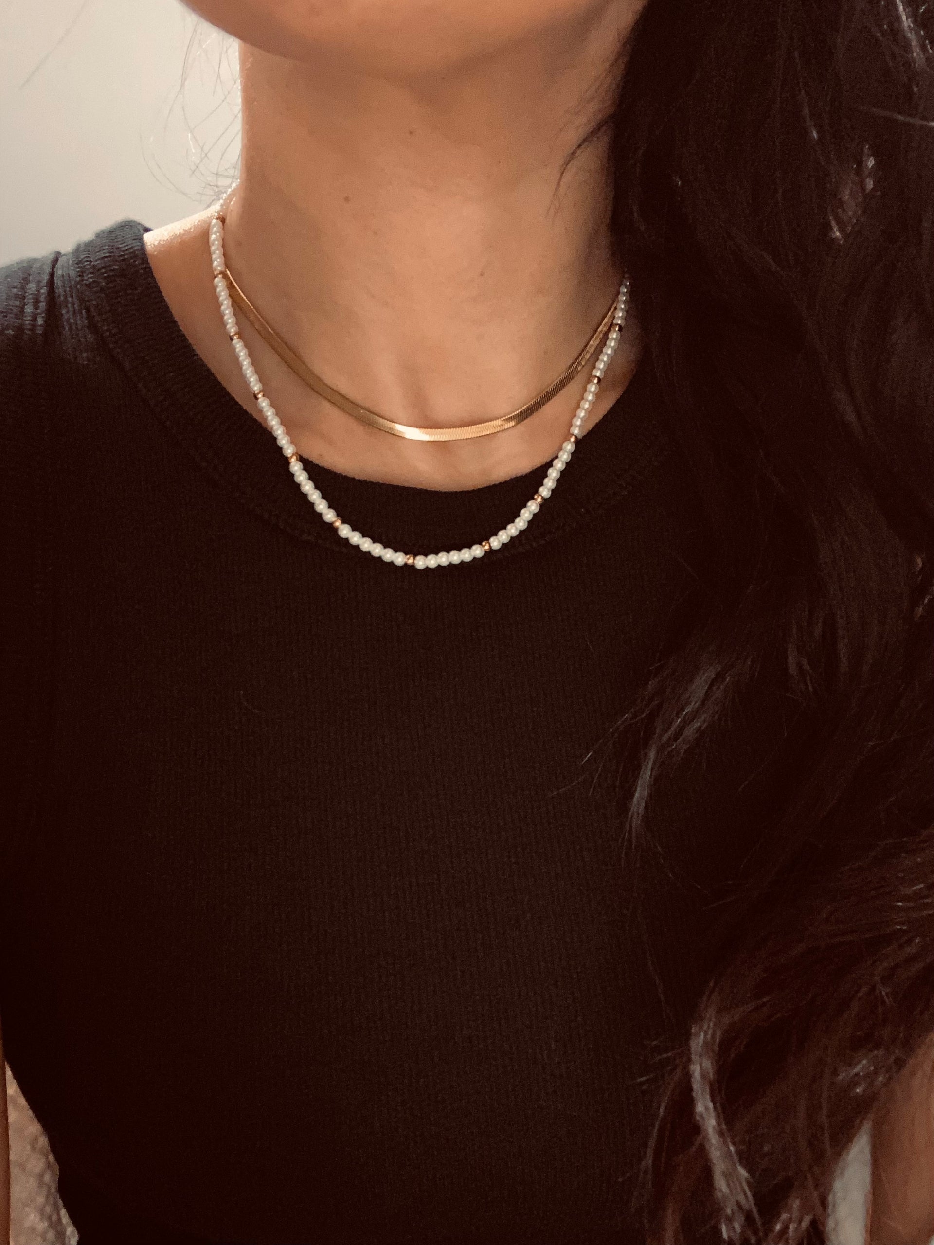 White Pearl like Beads NECKLACE