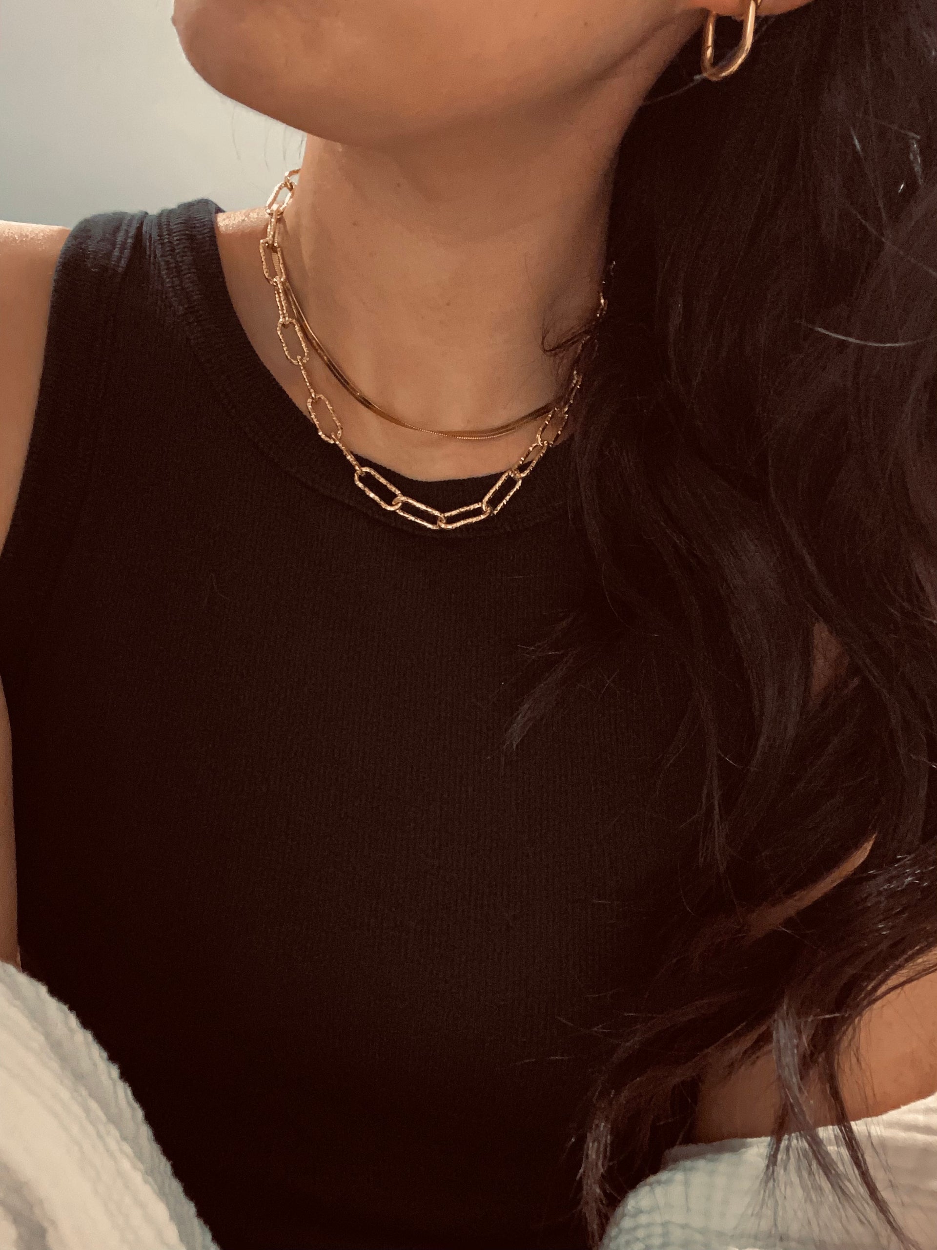 Textured Thick Paperclip NECKLACE