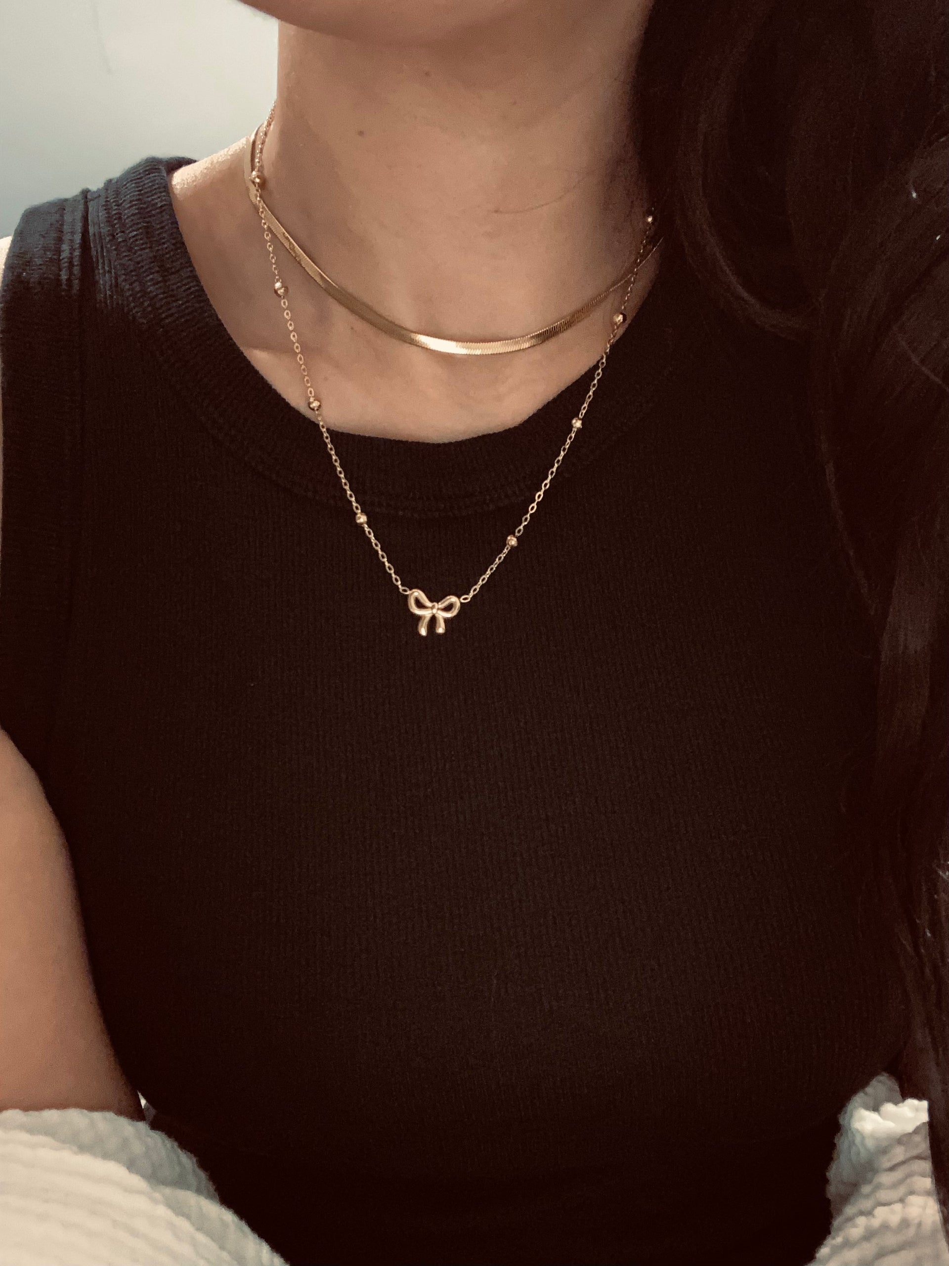 Bow/Ribbon Satellite Chain Necklace