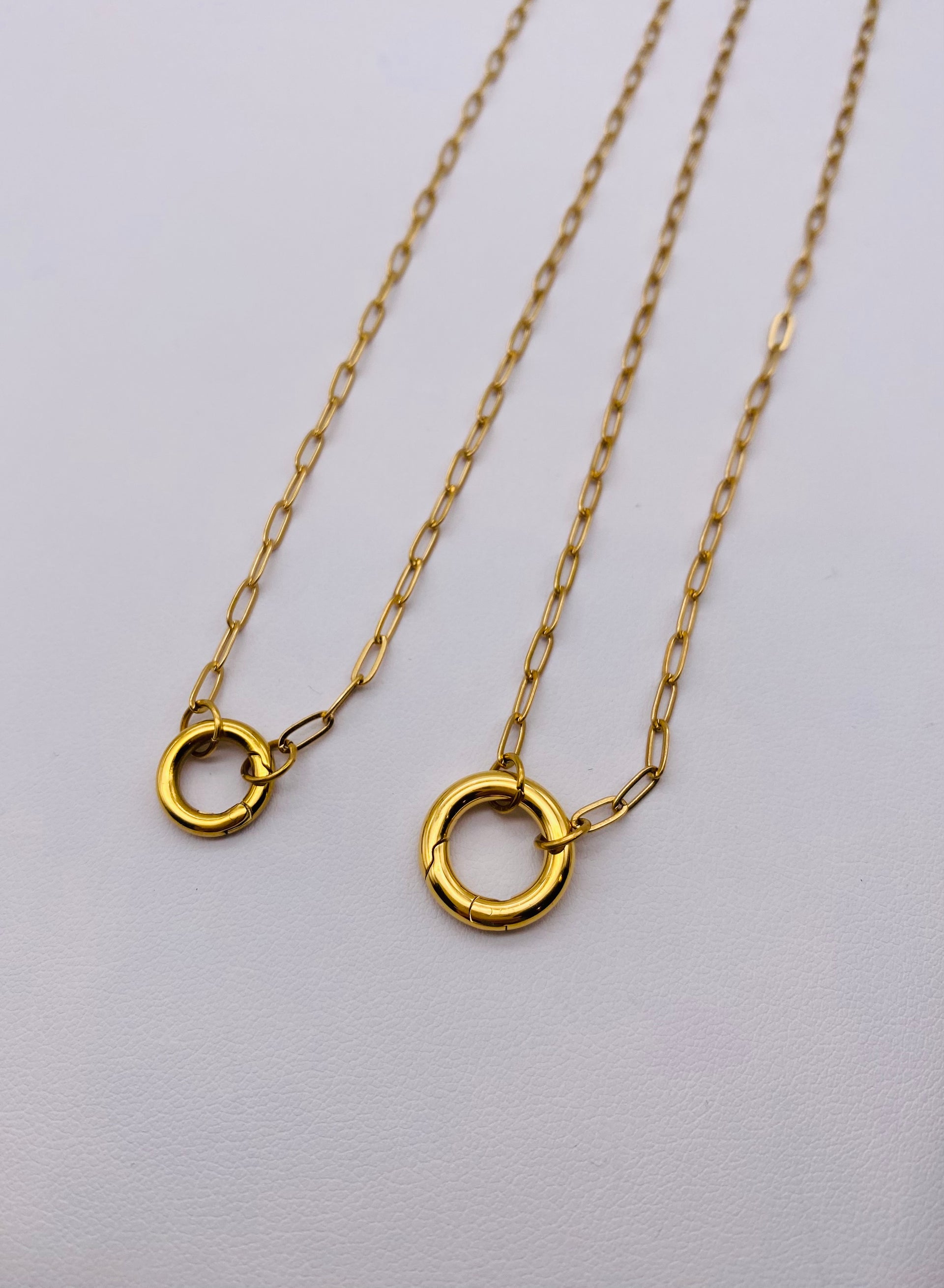 12MM/15MM Charm Holder 2.5MM Paperclip Chain Necklace - 18K