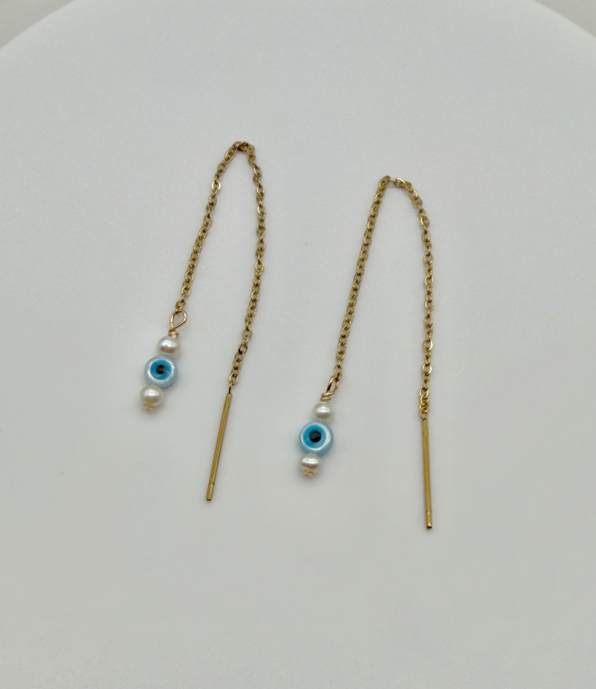 Evil Eye Pearl Threaders - 18K