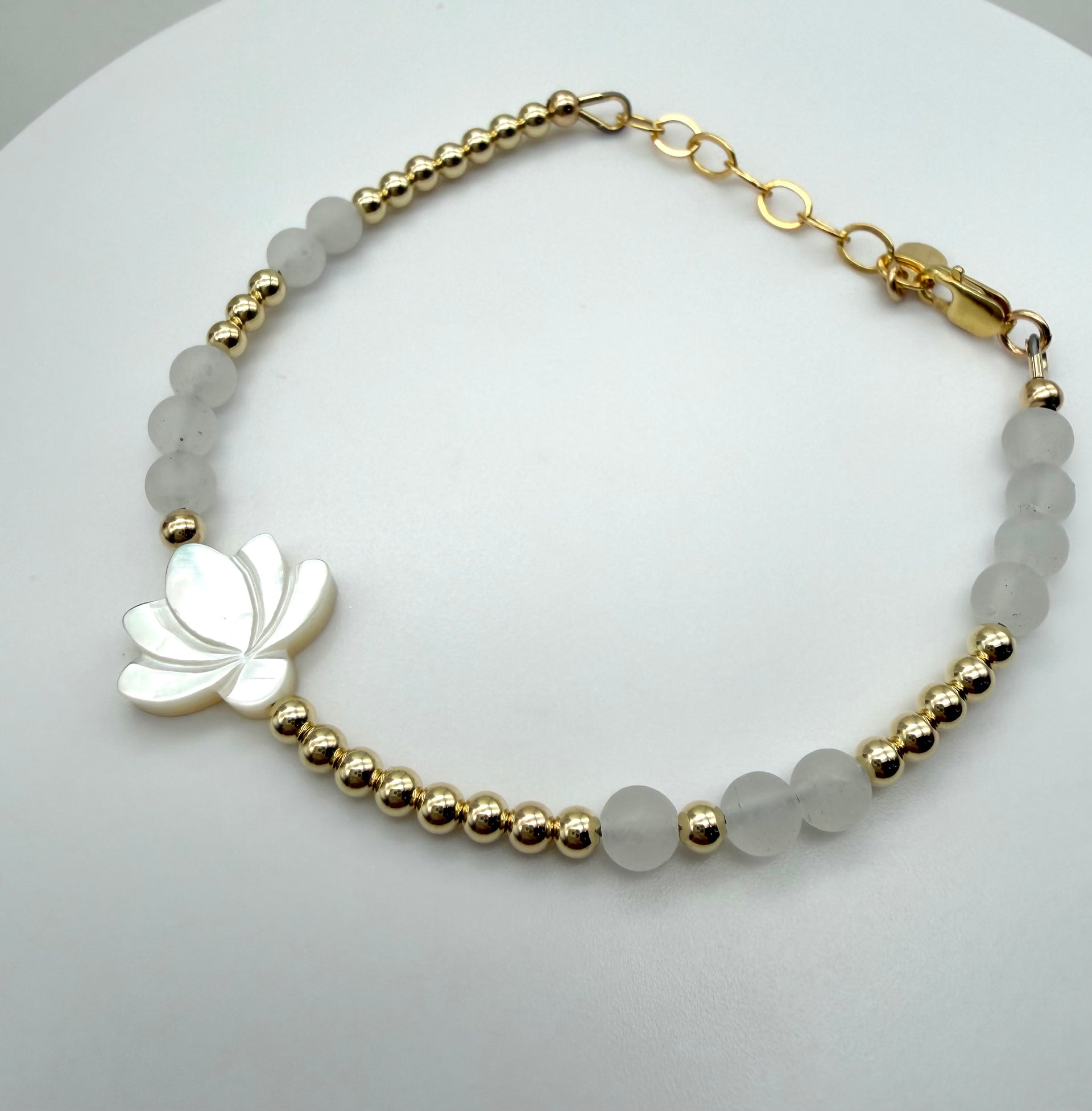 Lotus Flower Beaded Bracelet - 14K GF