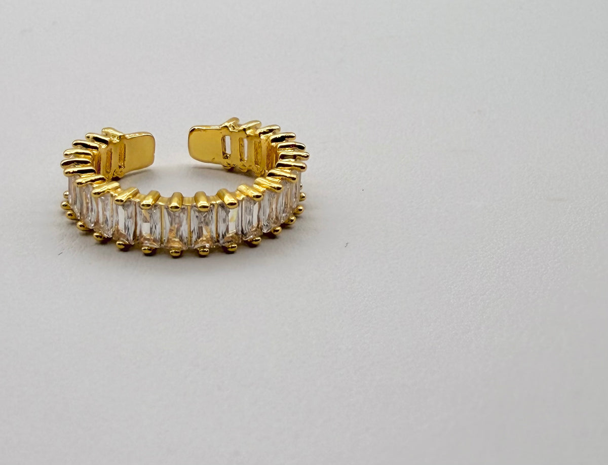 Adjustable White Baguette Ring
