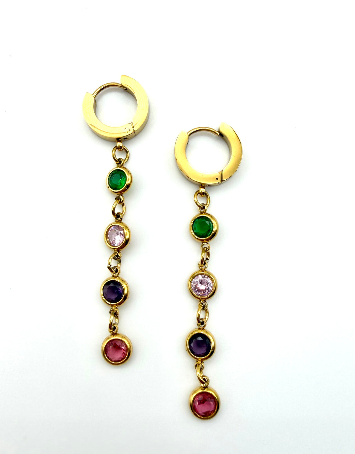 Multi Color Dangling Hoops - 18K