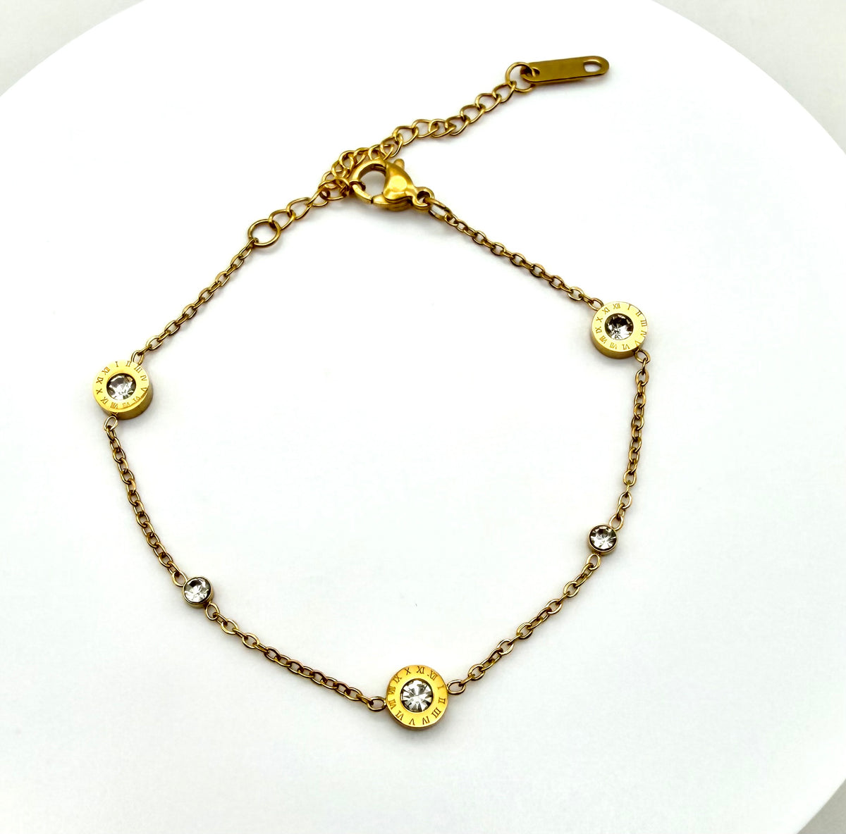 Round Roman Numeral CZ Bracelet