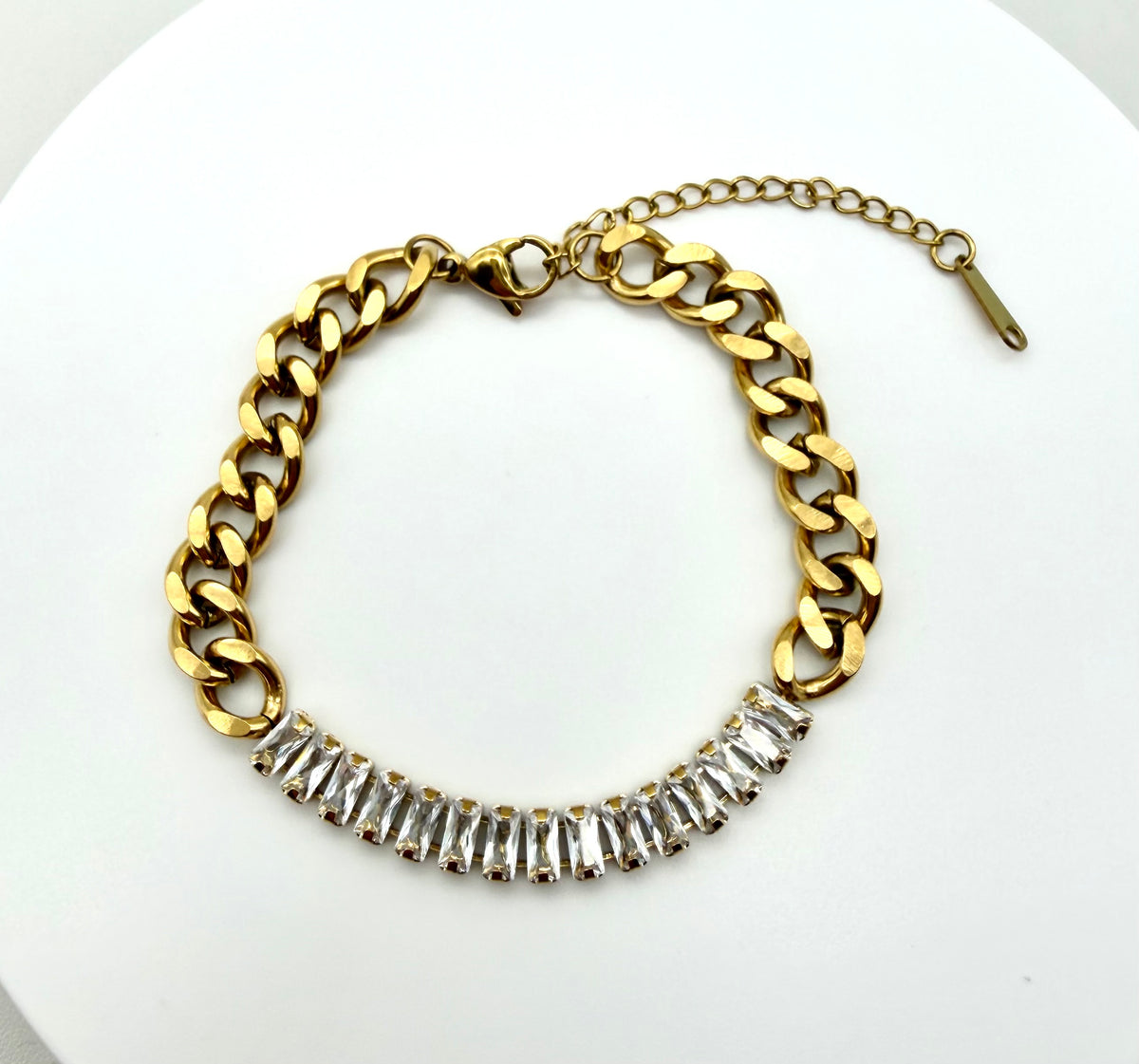 Thick Curb White Baguette CZ Bracelet