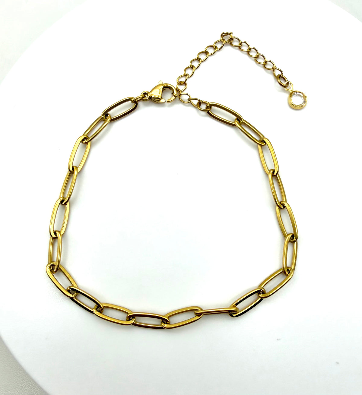 Paperclip with CZ Charm Bracelet