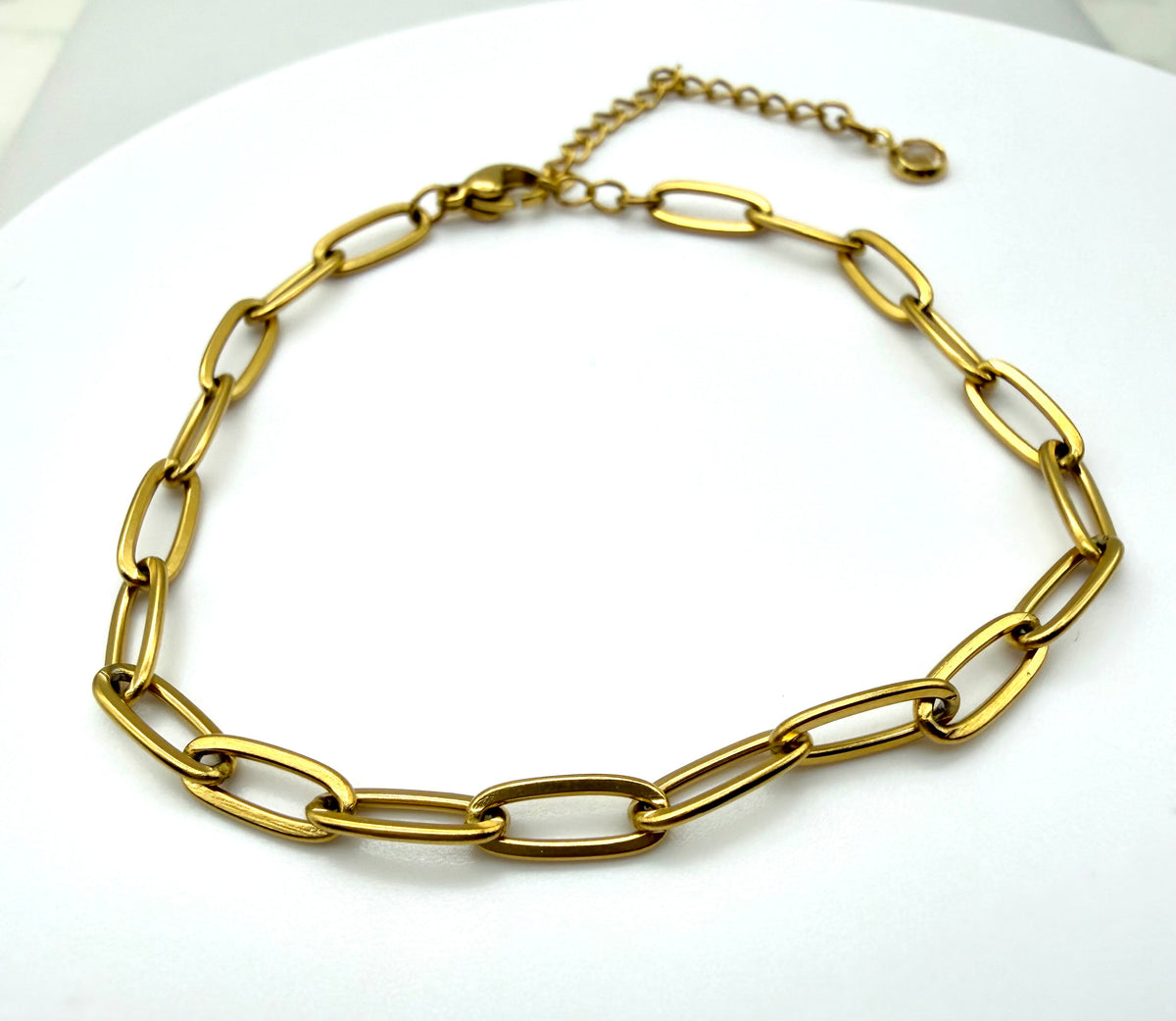 Paperclip with CZ Charm Bracelet