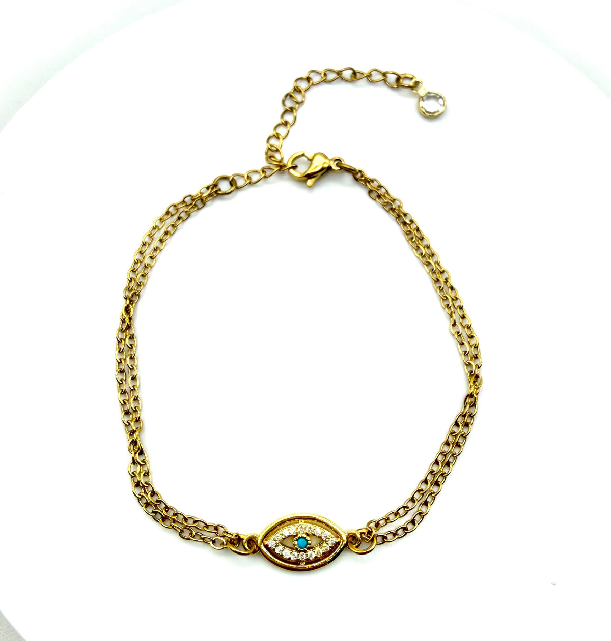 Evil Eye Double Chain Bracelet 18K