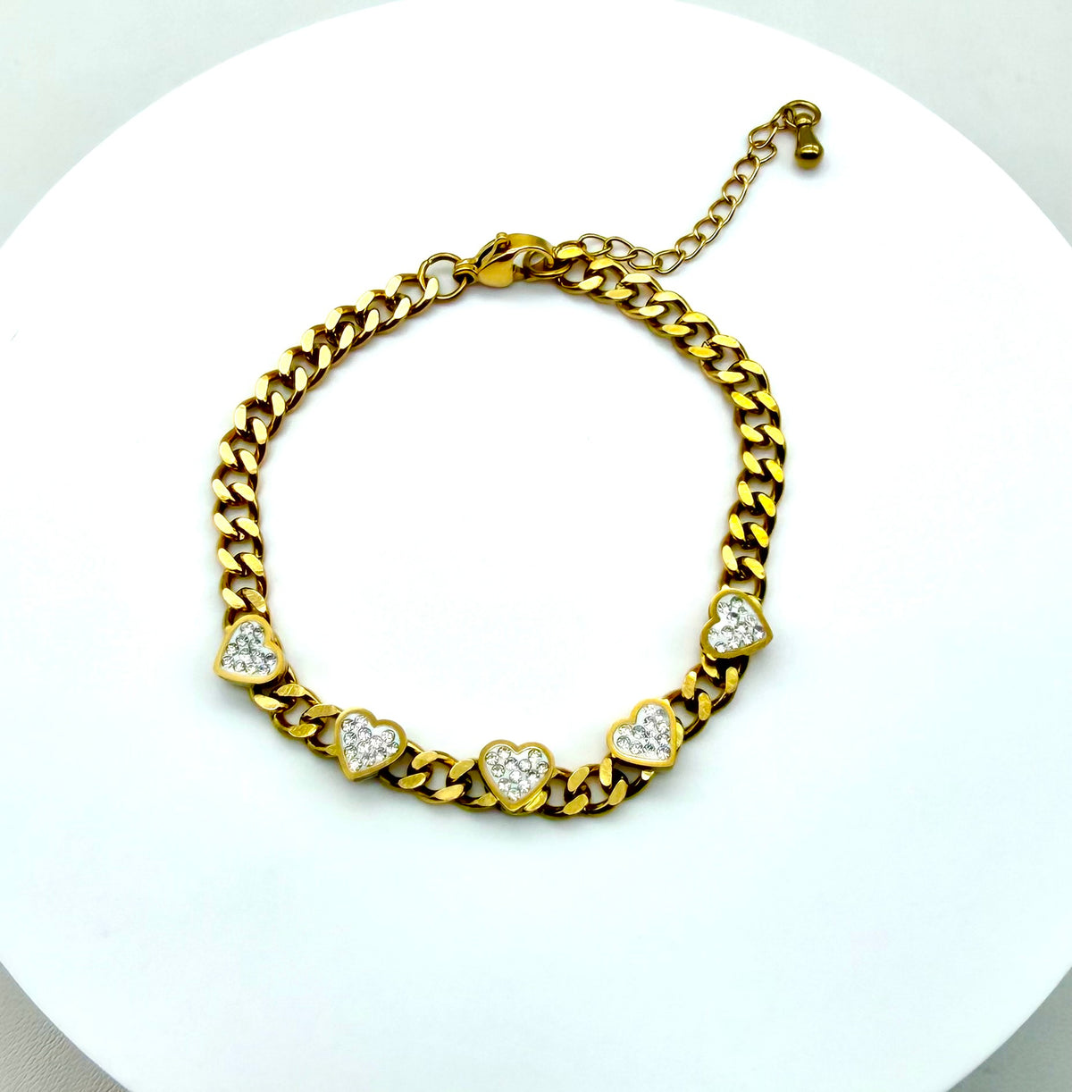 Curb Chain with Hearts Bracelet