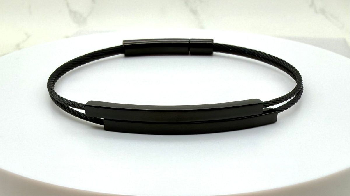 Double Wire Bar Black Bracelet for MEN & WOMEN