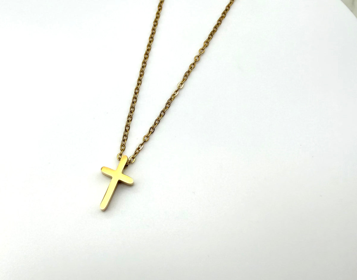Simple Cross Necklace - 18K