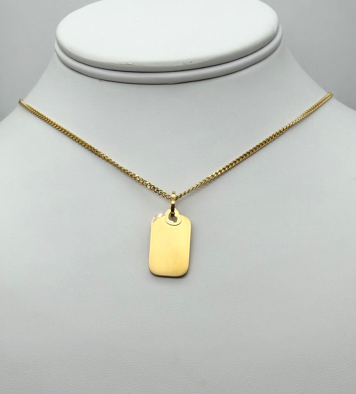 Rectangle Dog Tag Charm - Laser Engraved - 18K