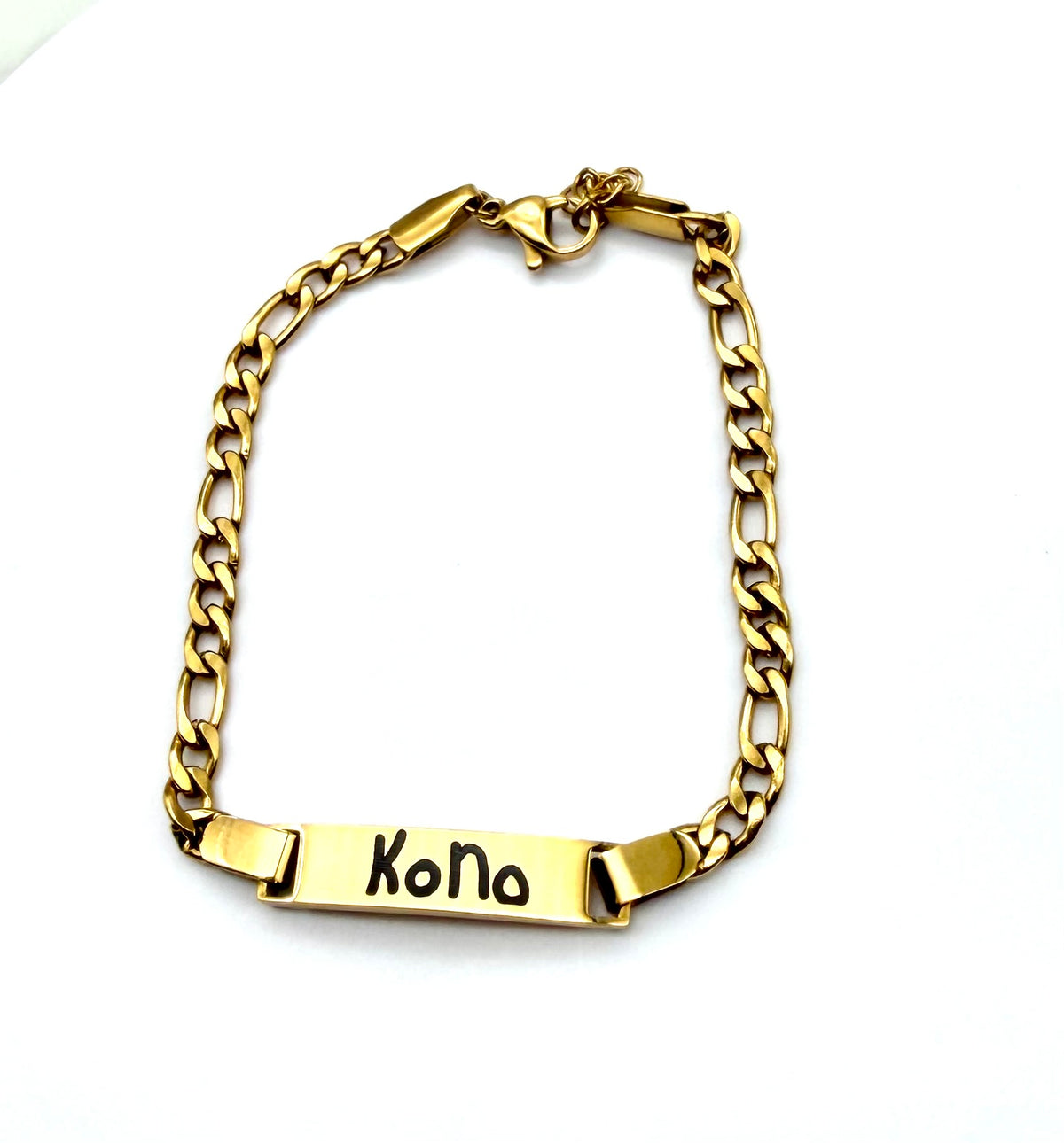 Figaro Chain with small plate - LASER ENGRAVED