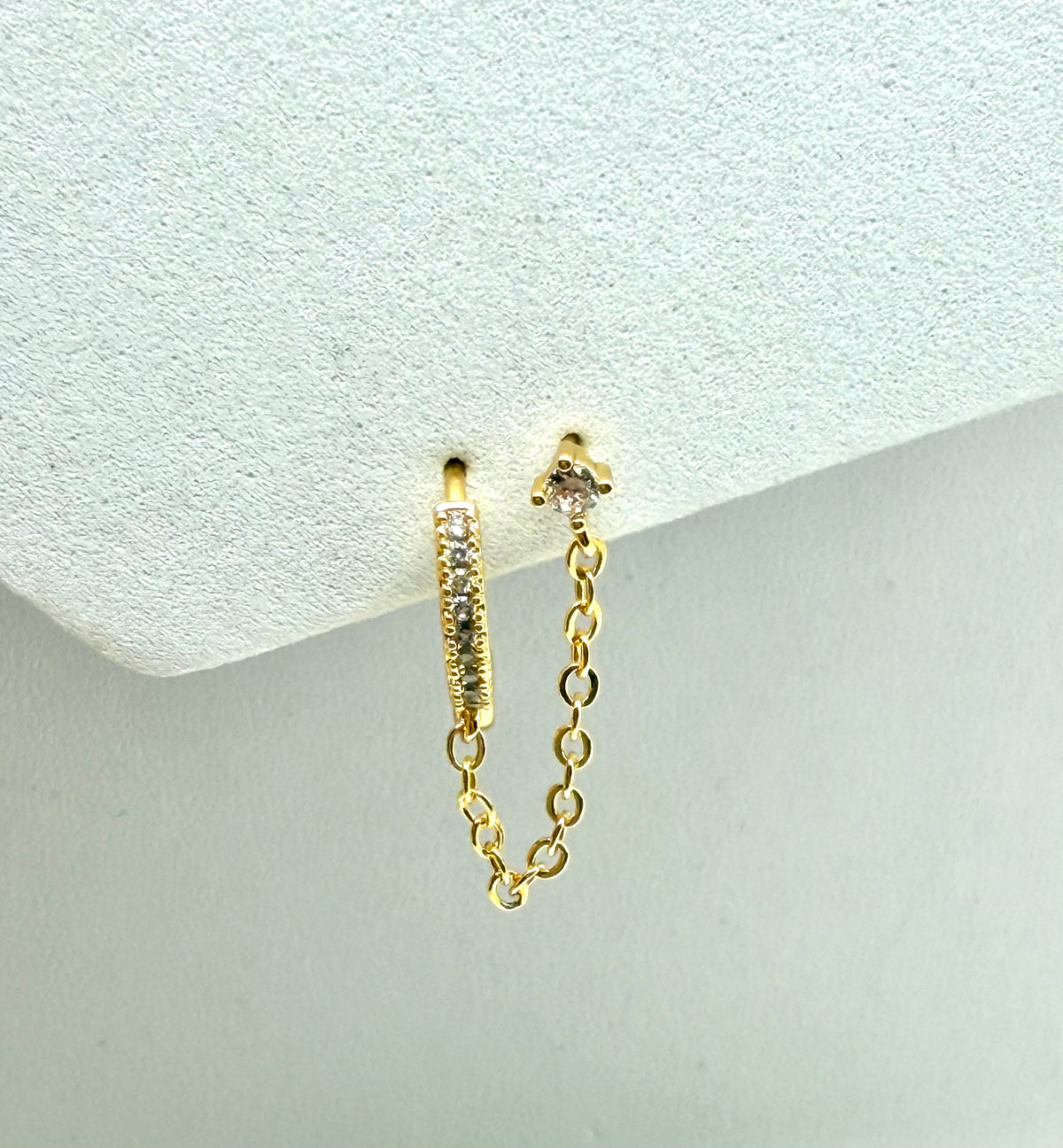 CZ Hoop & Stud Chain EARRING