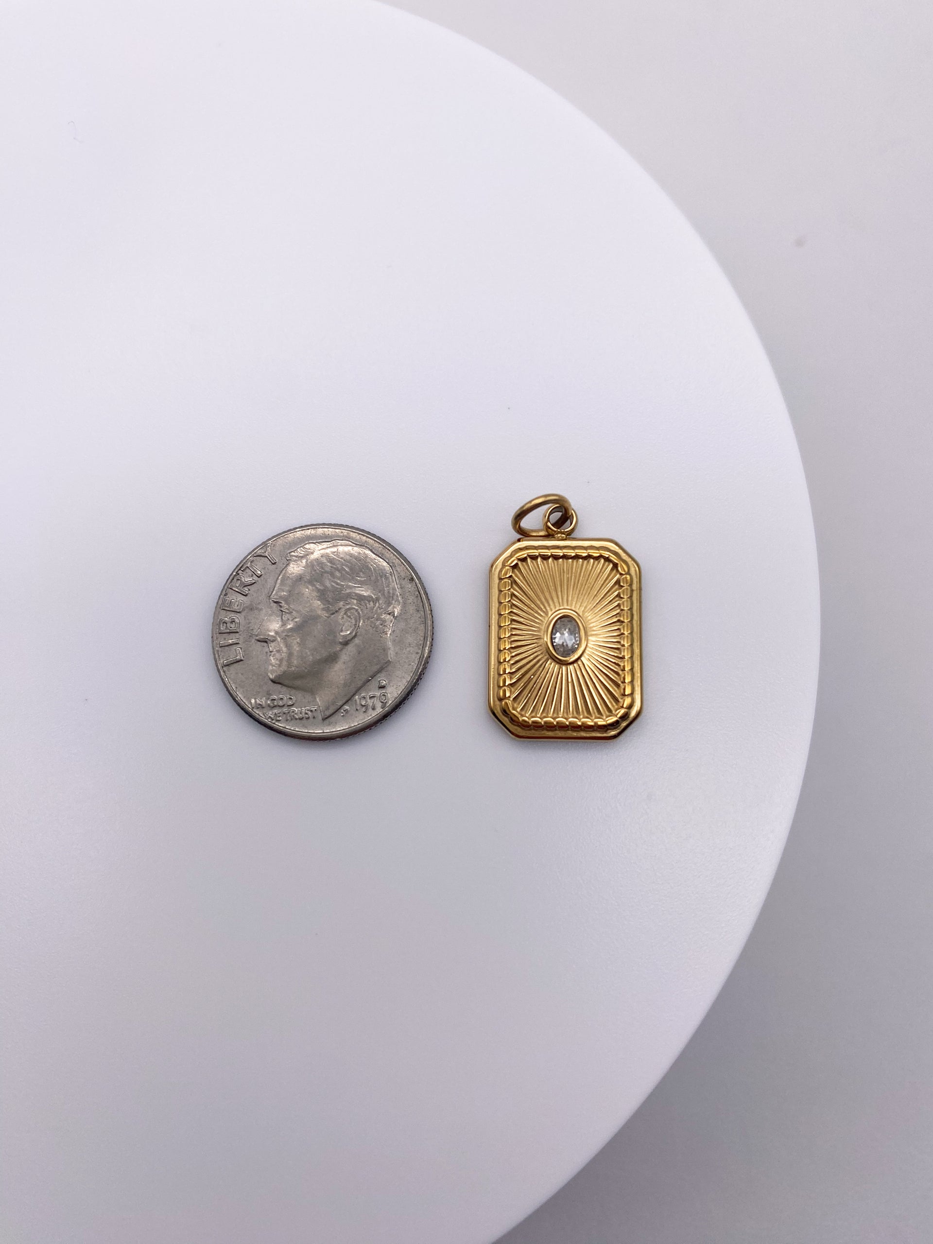 Rectangle Sunburst Crystal Charm