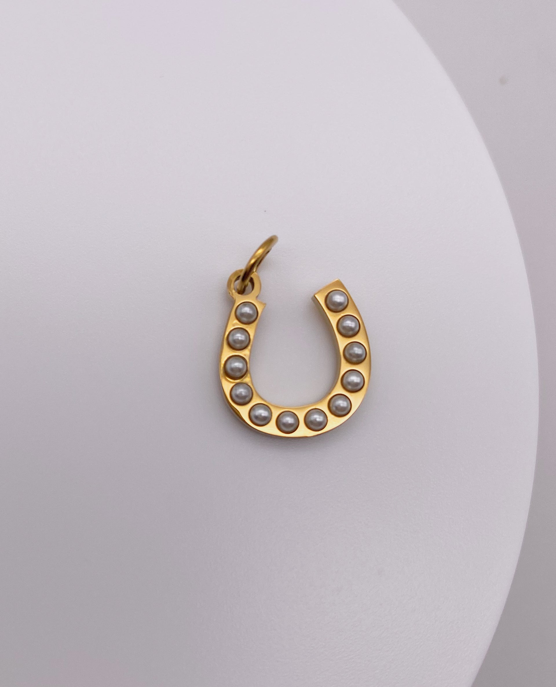 Horse Shoe White Bead Charm