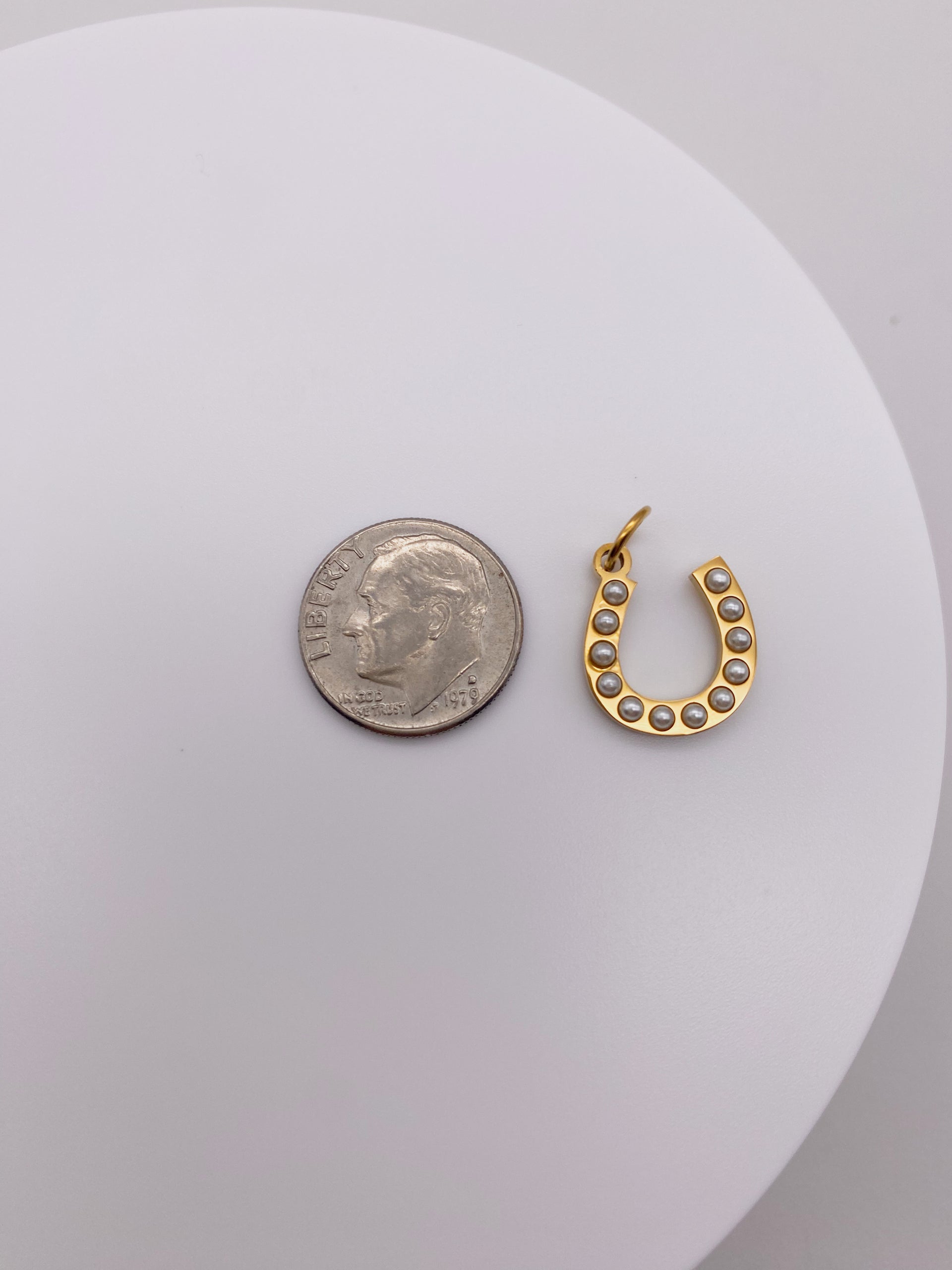 Horse Shoe White Bead Charm