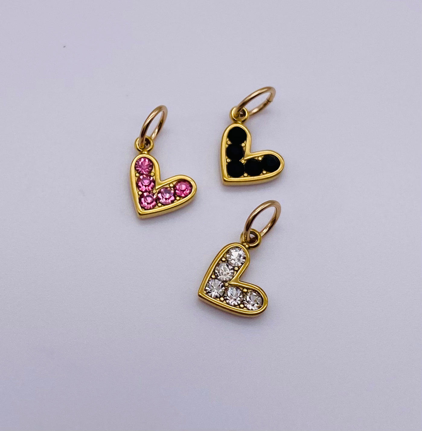 Heart Rhinestone Charm- Black/Pink/Clear