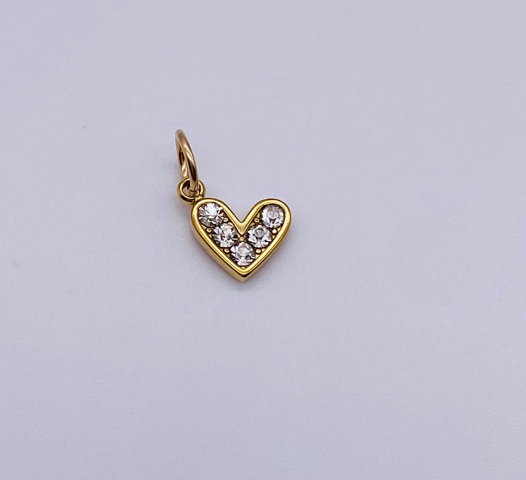 Heart Rhinestone Charm- Black/Pink/Clear