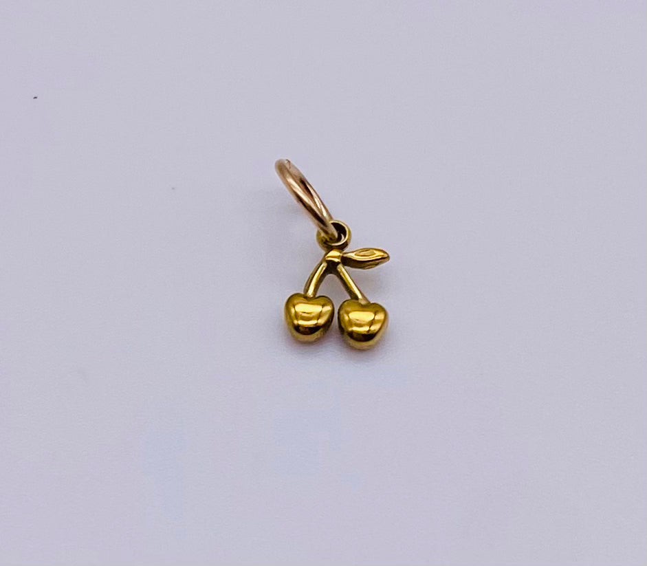 Small Gold Cherry Charm