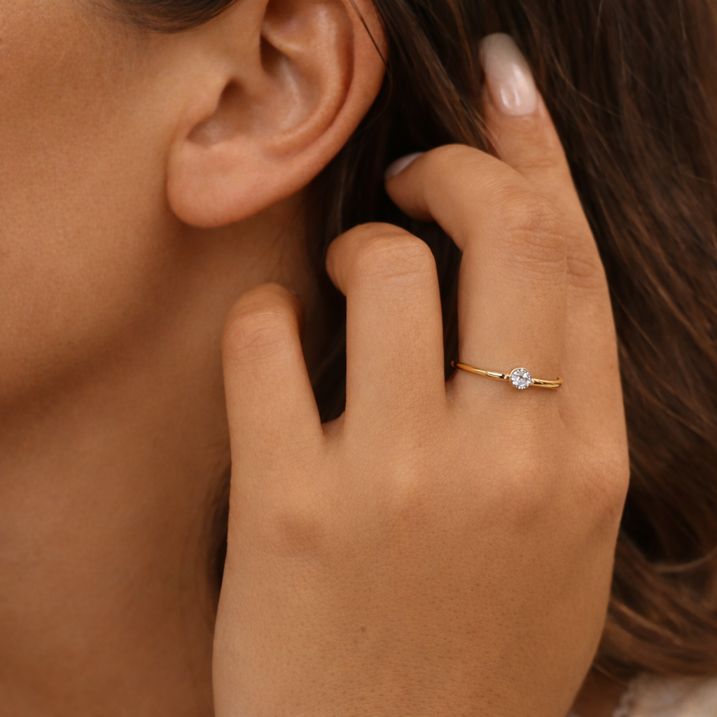 Birthstone CZ Ring - 18K