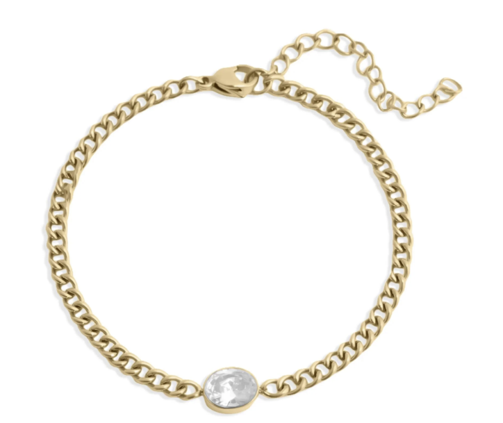 Oval CZ Stone with Curb Chain Bracelet