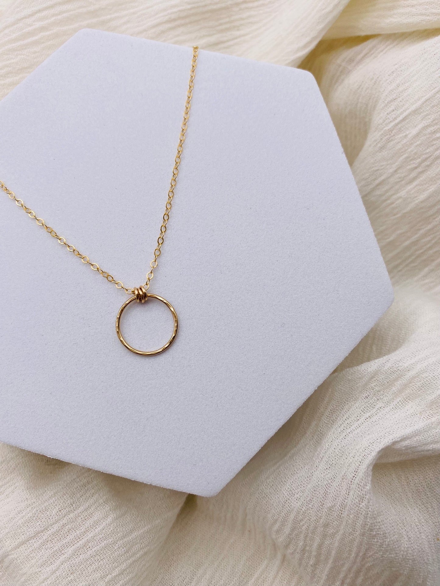 Simple Circle with 3 Ring Necklace