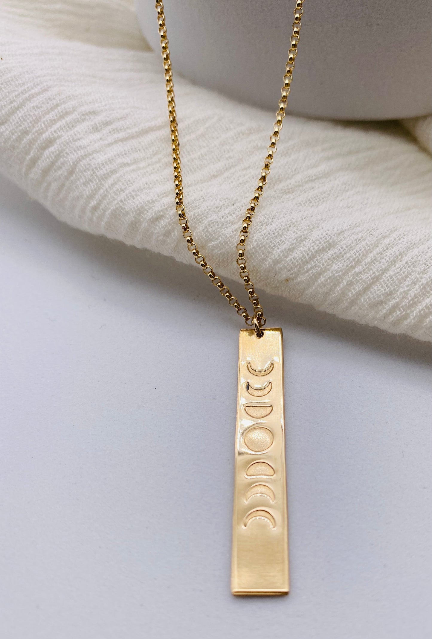 Large Moon Phase Vertical Necklace
